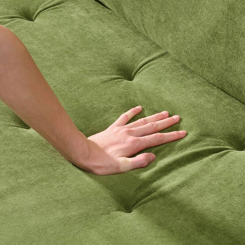 103-inch Green Foam Sofa with Pillows for Multiple Spaces