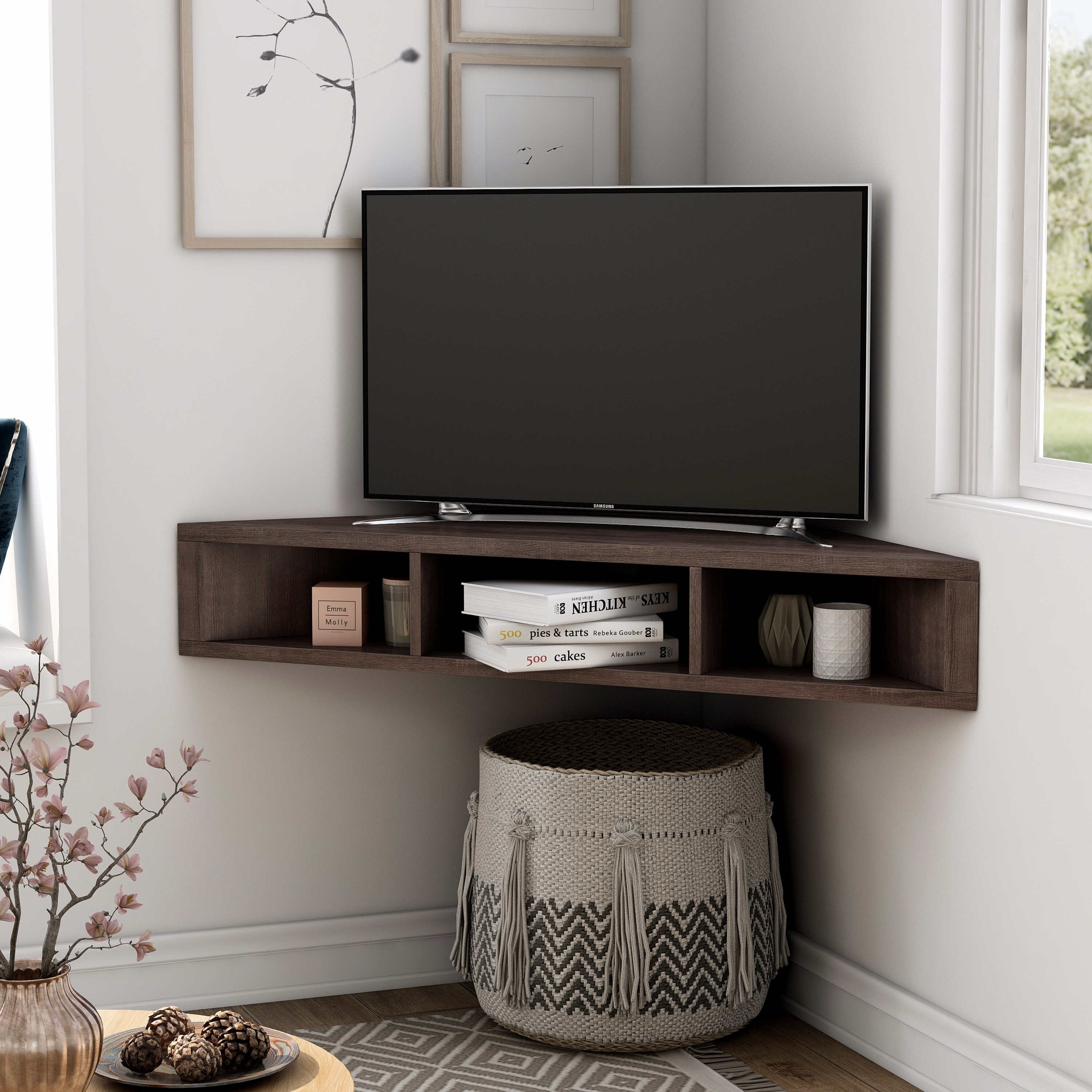 Corner Wall Mount Floating Corner Tv Shelf - jaywhatelse