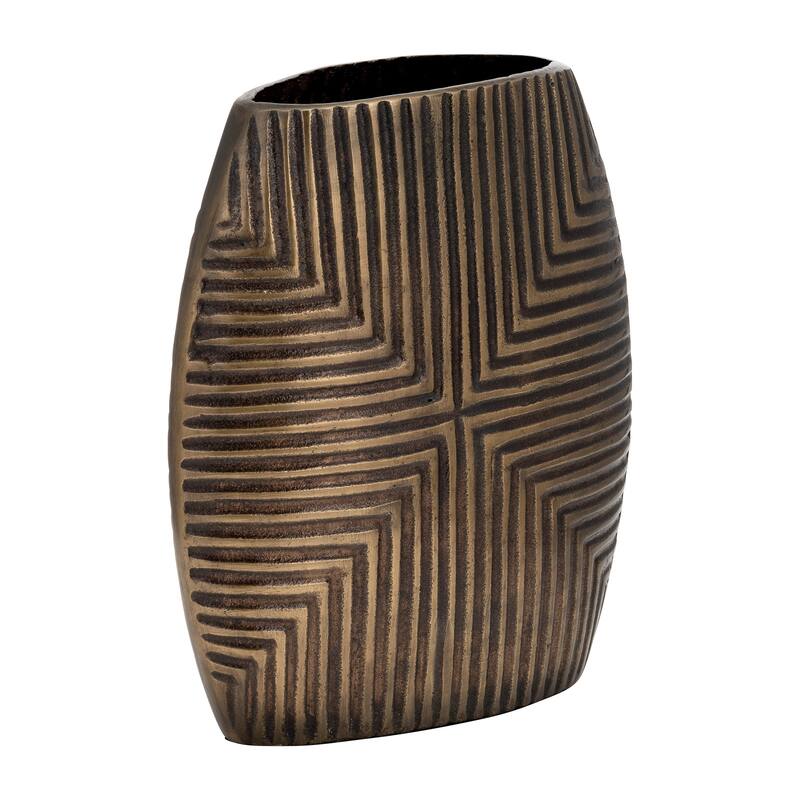 Sagebrook Home Modern 12" Ribbed Metal Vase Contemporary Bronze/Copper Aluminum Decorative Table Vase