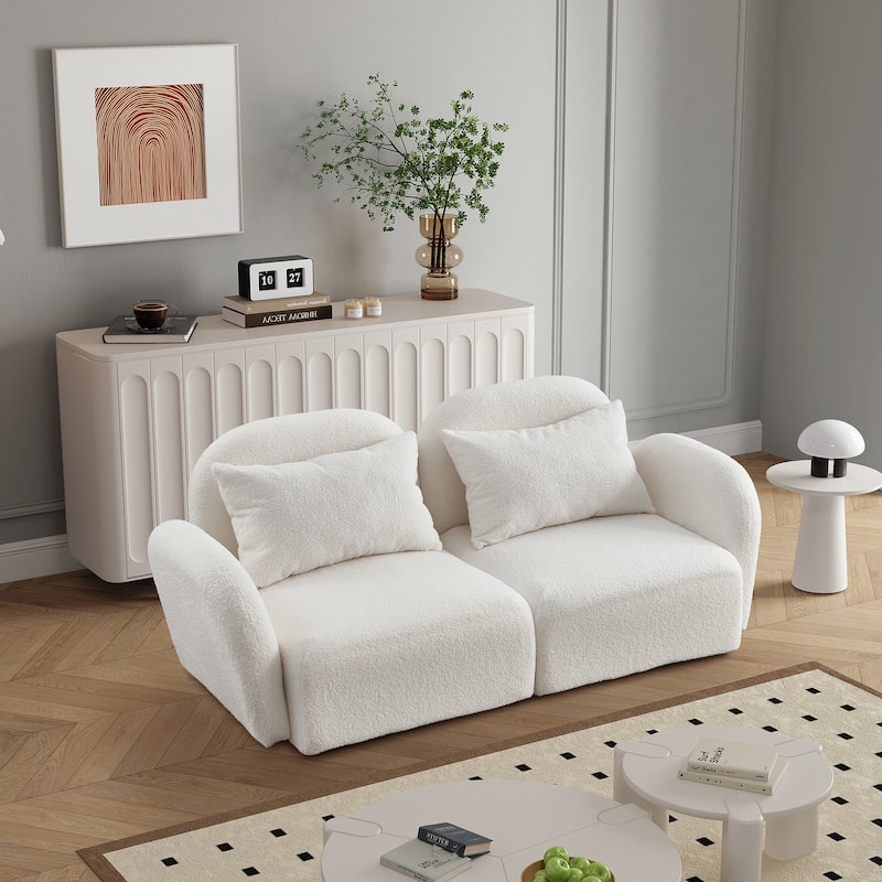 Solid Wood Frame Upholstered 2-Seater Loveseat Sofa