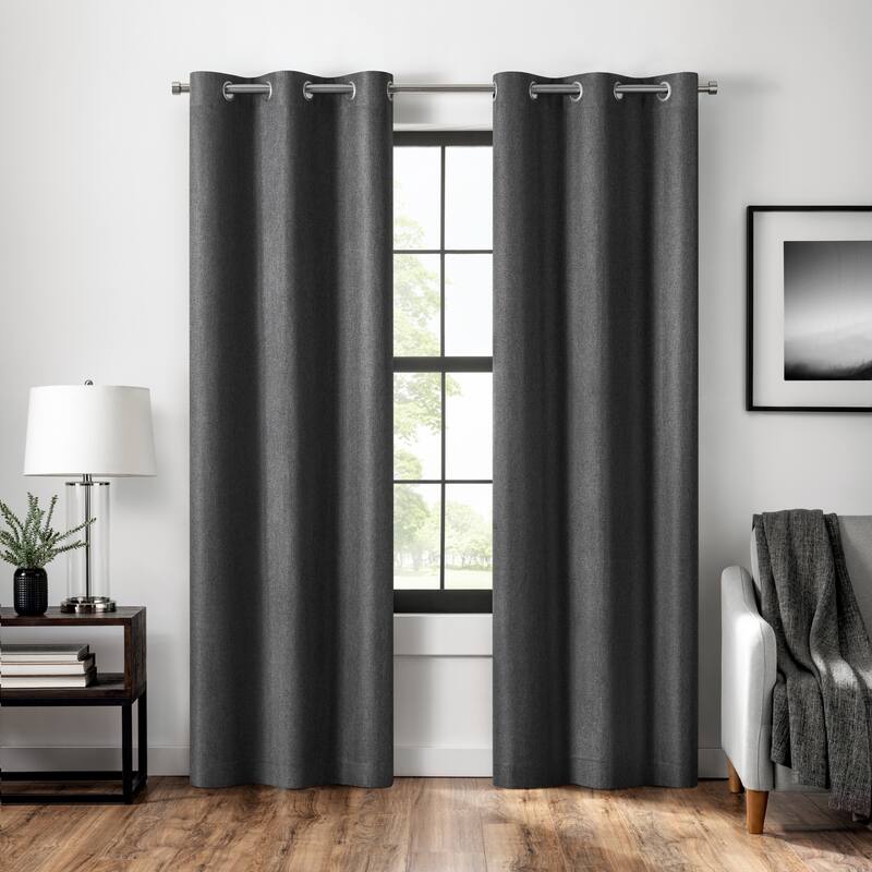 Eclipse Welwick Magnitech 100% Blackout Curtain, Grommet Window Curtain Panel, Seamless Magnetic Closure (1 Panel) - 40x63 - Black