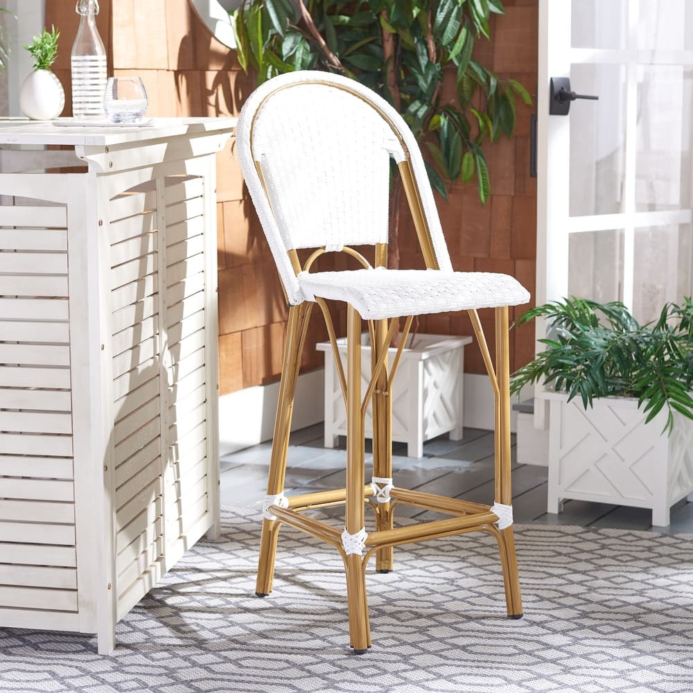 SAFAVIEH Outdoor Samara 30-inch Stacking Bistro Bar Stool (Fully Assembled) - 19Wx22Dx47H