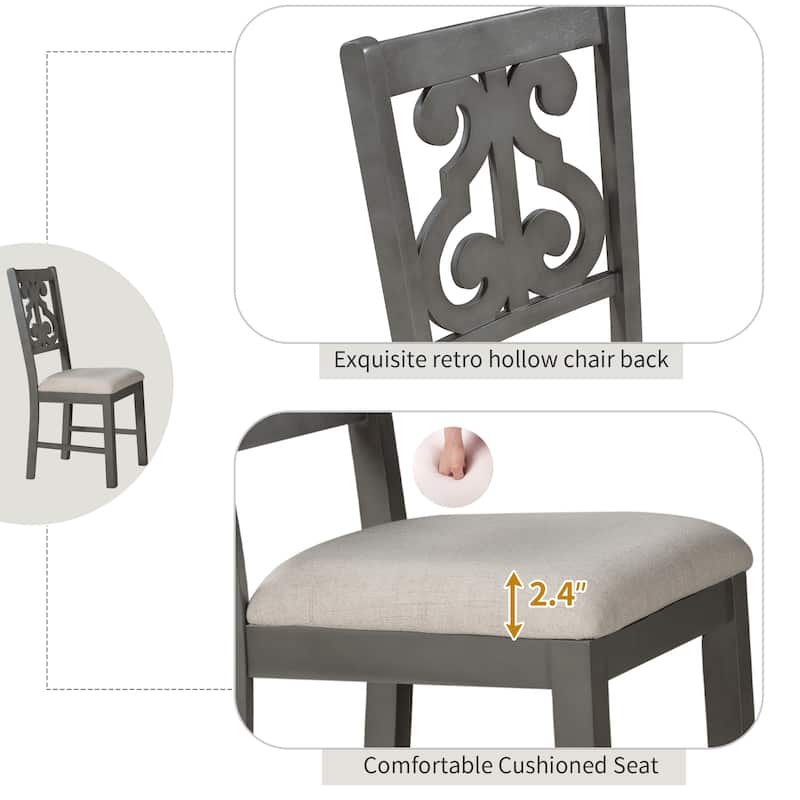 5-Piece Round Dining Set with 4 Fabric Chairs