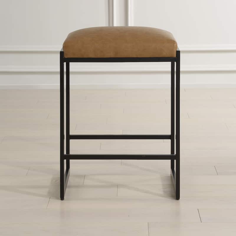 Uttermost Atticus Black Counter Stool - 14.25"D x 17.75"W x 25.75"H