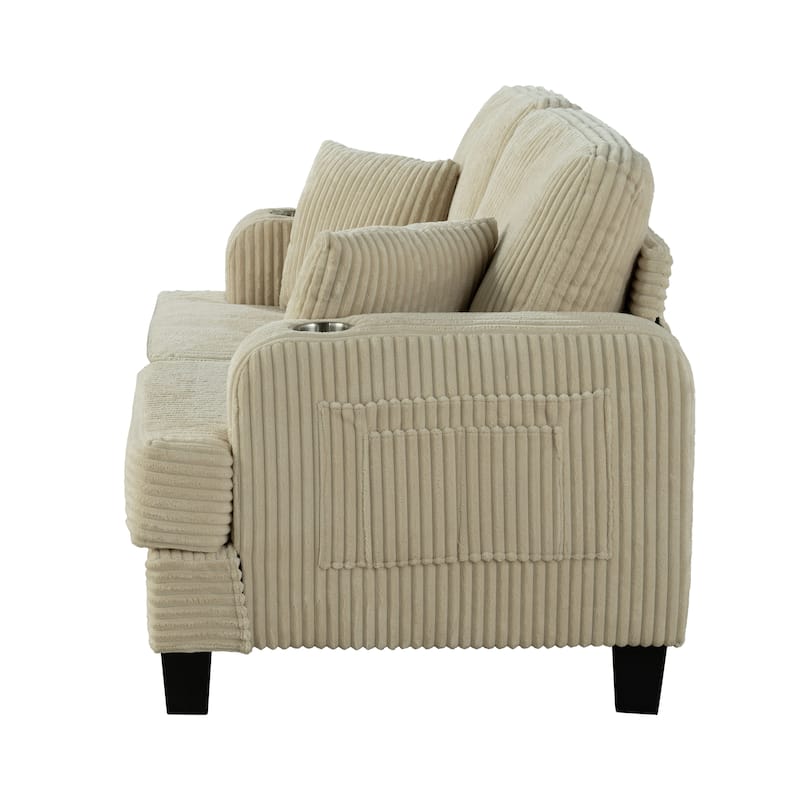 Furniture of America Xenia Modern Chenille Loveseat with Cup Holders