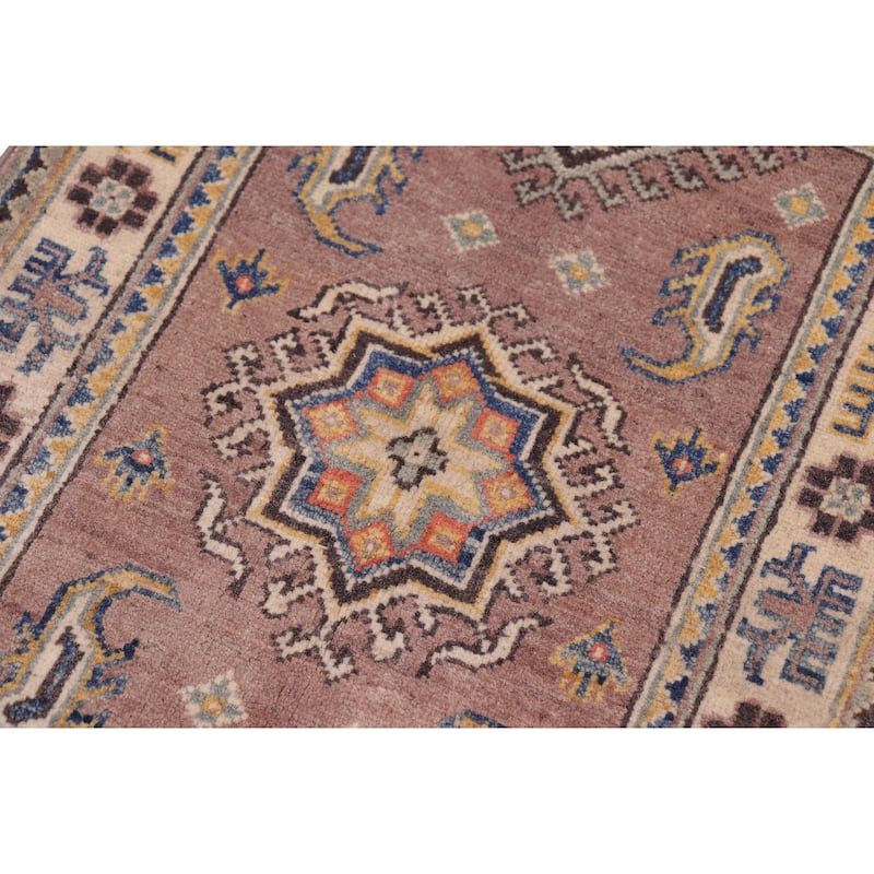 Rustic Kazak Julia Taupe/Beige Wool Rug - 2'0'' x 3'0''