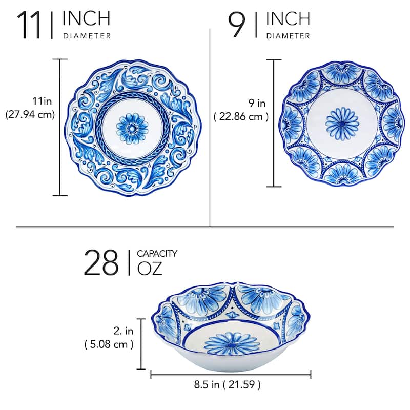 Certified International Veranda Melamine 12-piece Dinnerware Set, Service for 4
