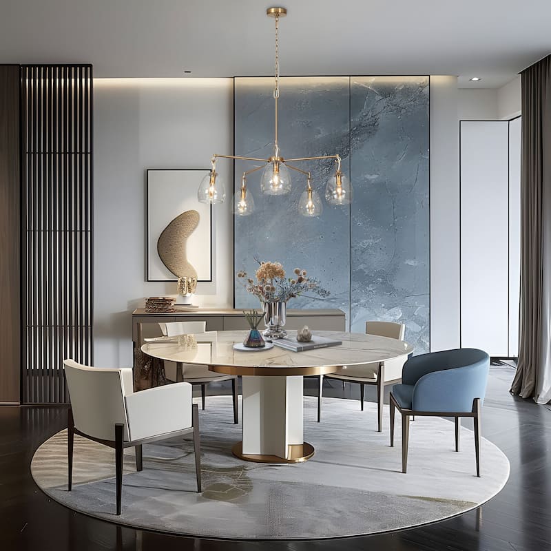 Blobfish Modern Gold 5-Light Glass Chandelier Cluster Wheel Light for Living Dining Room - Dia.28.7" x H24.8"