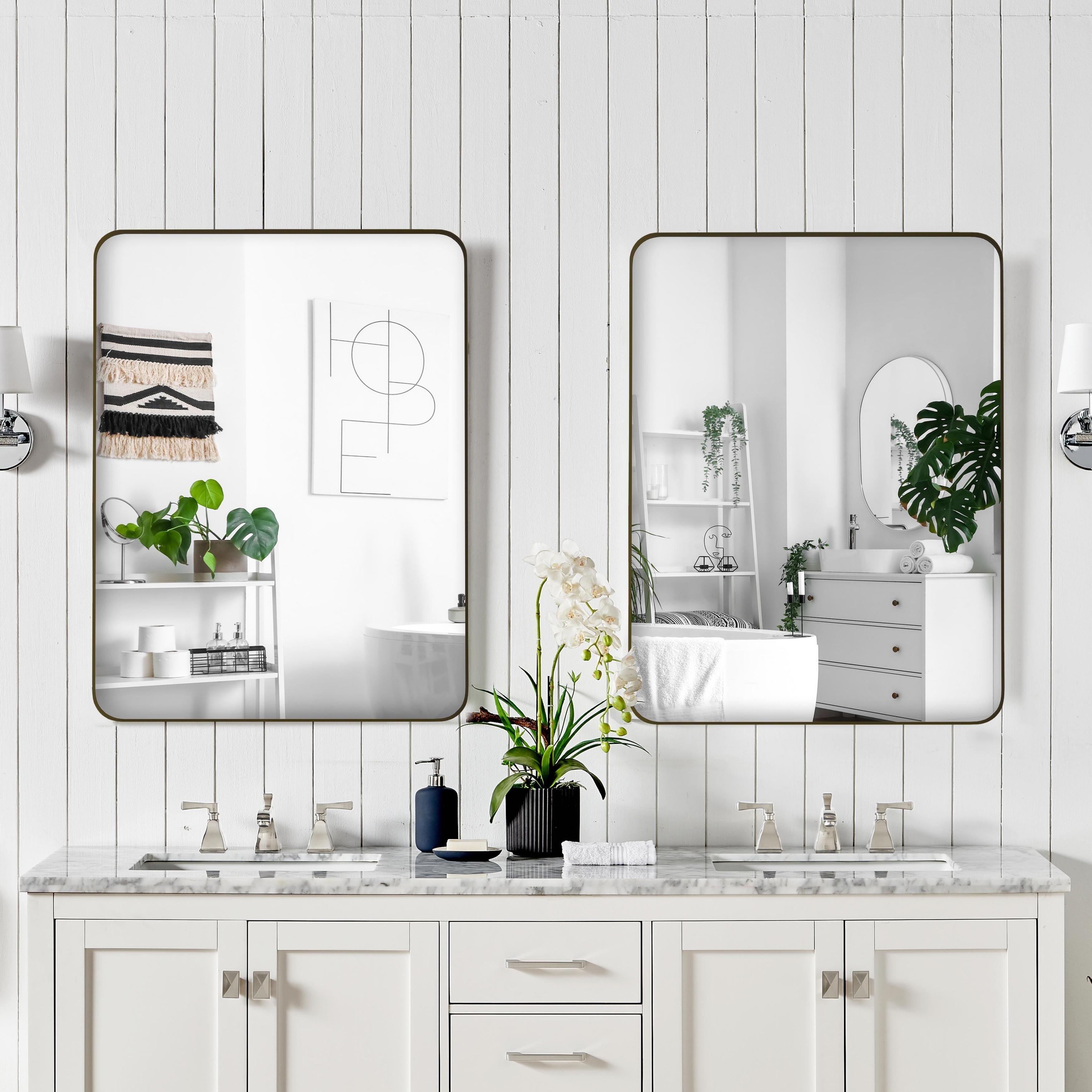 24x36 Inch Rectangular Wall Mirror for Bathroom ,Metal Framed Bathroom Mirror for Vanity