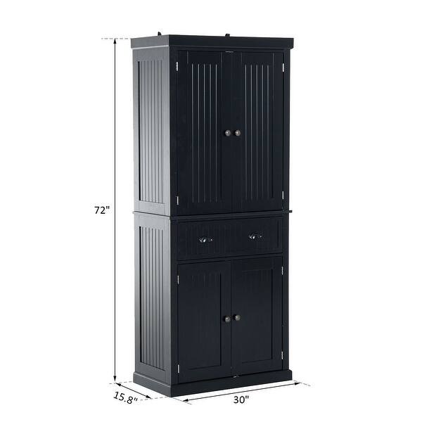 Shop Homcom Tall 72 Traditional Colonial Style Standing Kitchen Pantry Cupboard Cabinet Black On Sale Overstock 22200538