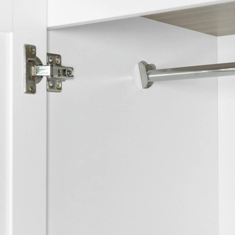 Freestanding Wardrobe - 60.6" Wide with Dual Hanging Rods