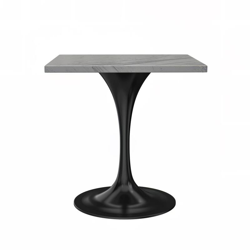 LeisureMod Verve Square Dining Table with Resin Top and Black Steel Base for Kitchen and Dining Room - 27 Inch