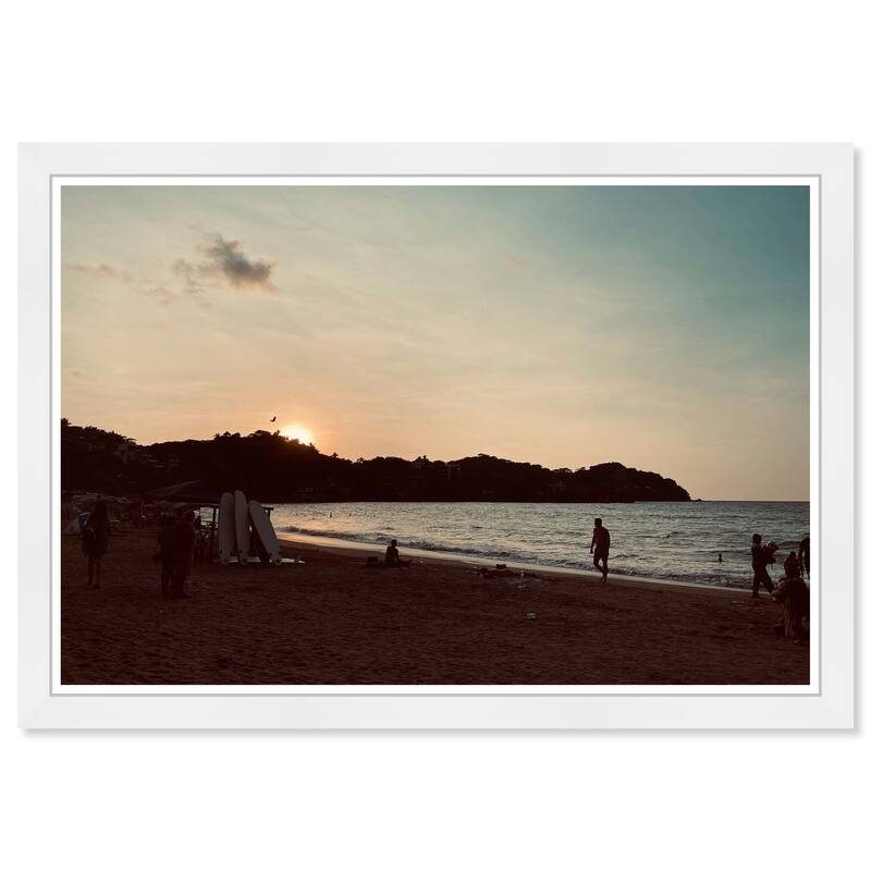 Wynwood Studio Prints Nautical and Coastal Beach at Sundown Brown and Dark Brown Nautical & Coastal Wall Art Canvas Print