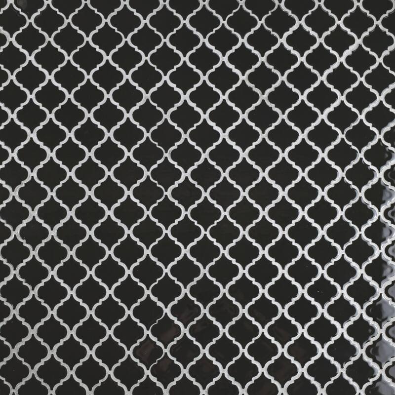 Merola Tile Hudson Tangier Glossy Black 12-3/8" x 12-3/8" Porcelain Floor and Wall Tile