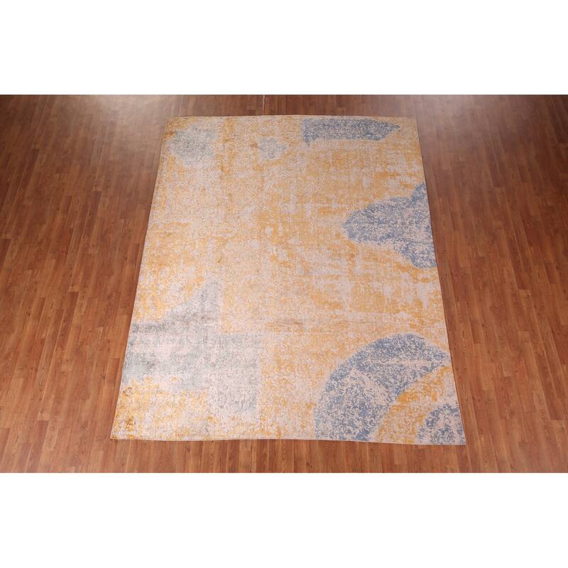 Contemporary Colorful Abstract Area Rug Handmade Wool Carpet - 7'10" X 9'11"