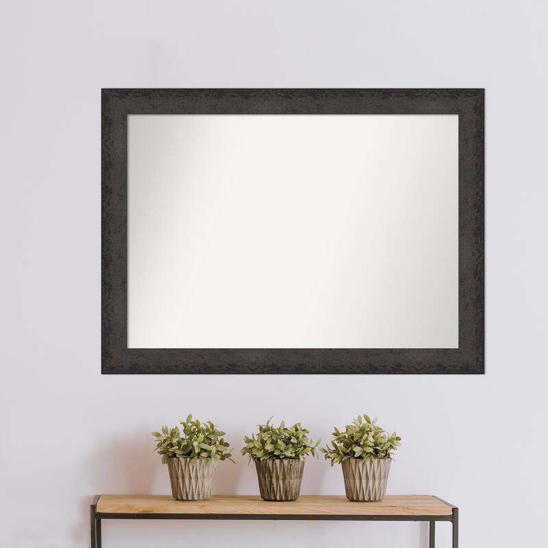 Dappled Non-Beveled Wood Framed Wall Mirror