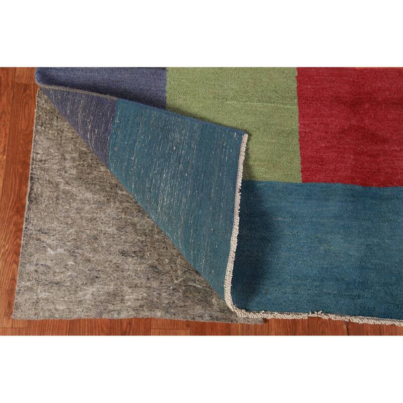 Hand Knotted Oriental 100% Wool Carpet Modern Geometric Multi-Colored Gabbeh Area Rug - 8' 1'' X 5' 1''