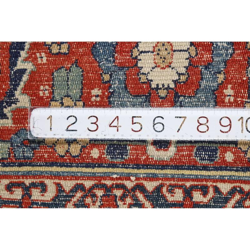 Hand Knotted Oriental 100% Wool Carpet Traditional Floral Oranges & Rust Senneh Area Rug - 11' 11'' X 9' 0''