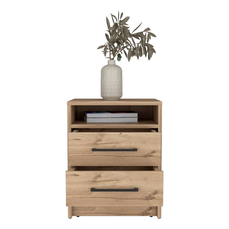 Nightstand Cartiz,Two Drawers，for Living Room,and Dining Room