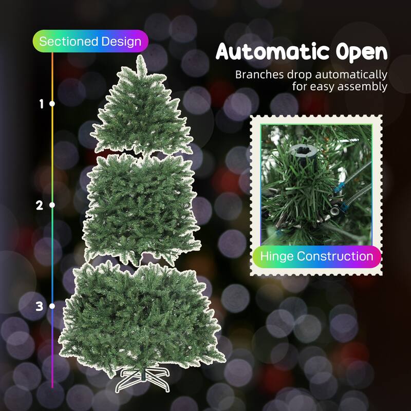 HOMCOM 6ft Smart Prelit Xmas Tree: Full-Spectrum RGB, App/Remote, Hinged, Easy Assembly, Green