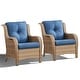 preview thumbnail 19 of 89, Outdoor Wicker High Back Club Chair with Cushions (Set of 2)