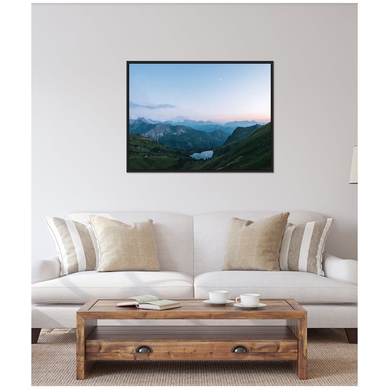 Kate and Laurel Sylvie Moonrise over the Mountain Lake in the German Alps Framed Canvas by Michael Schauer