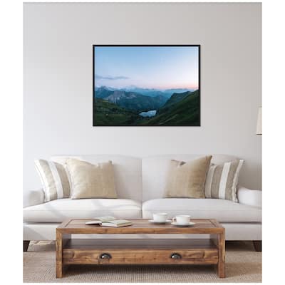 Kate and Laurel Sylvie Moonrise over the Mountain Lake in the German Alps Framed Canvas by Michael Schauer