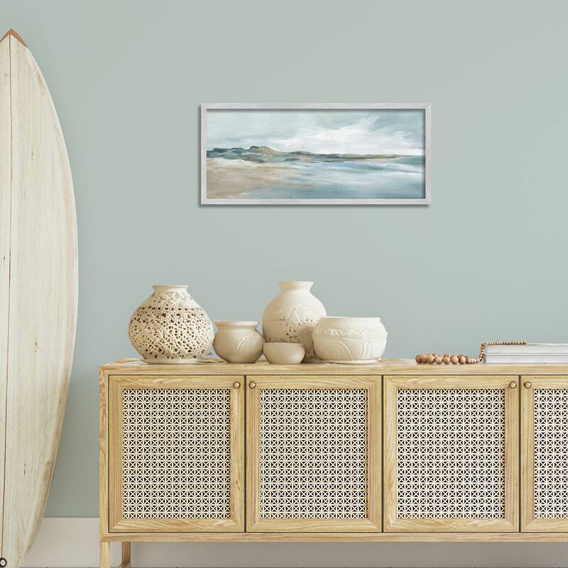 Stupell Blue Gradient Beach Scene Framed Giclee Art Design By Carol Robinson