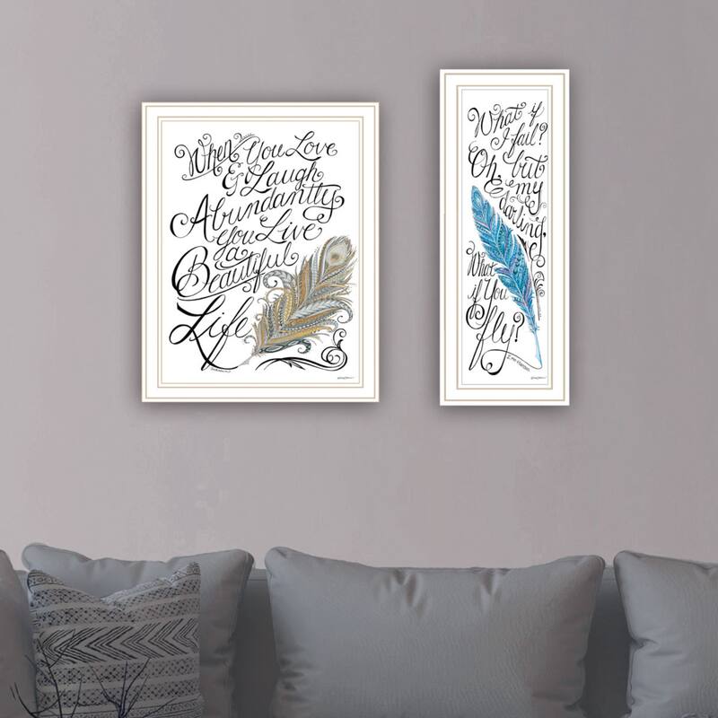 2-Piece Framed Wall Art Set - Inspirational "What if I FAIL?", White Frame