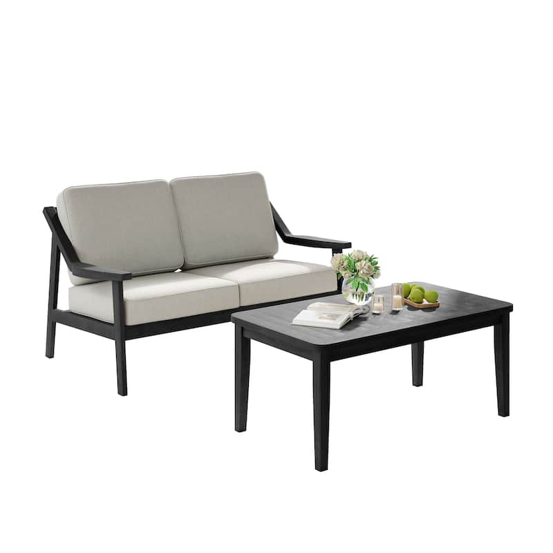 Outdoor Patio Wood Bistro Set/Loveseat Set