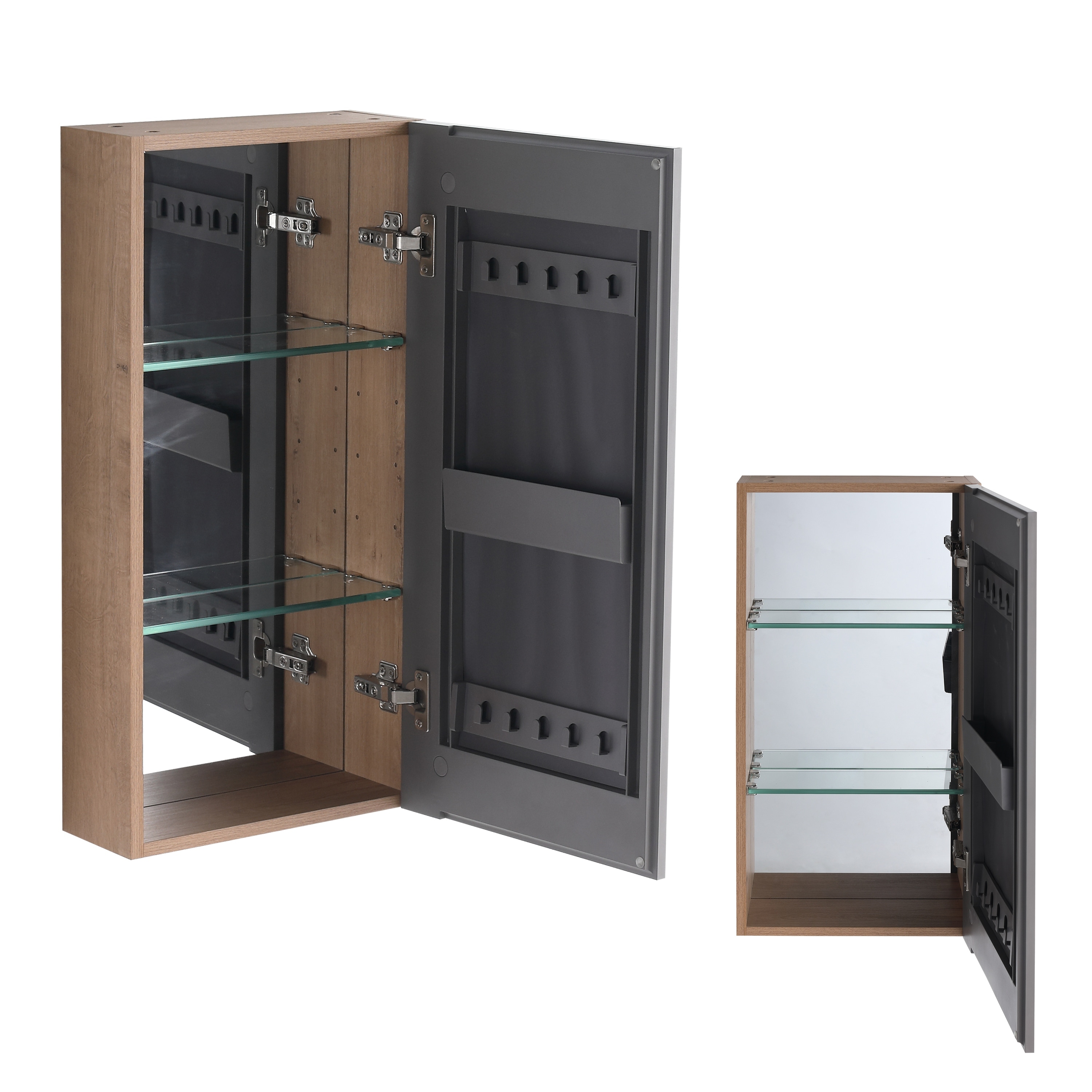 14" Bathroom Mirror Cabinet with Storage,Wall Mounted Medicine Cabinet with Mirror Door,Adjustable Glass Shelves,Plywood