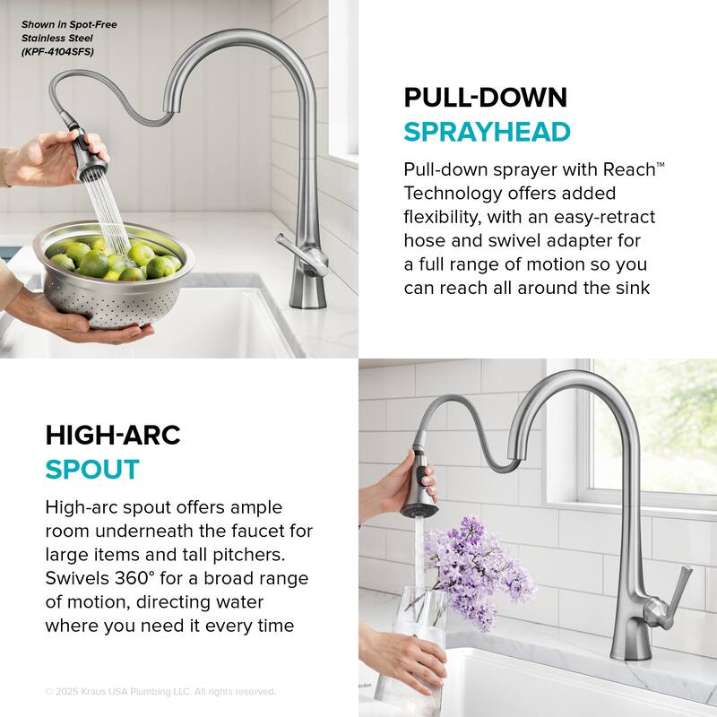 KRAUS Savan 2-Function Single Handle Pull Down Kitchen Faucet