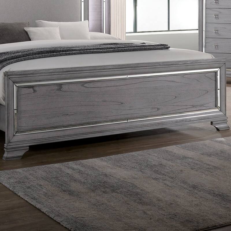 Furniture of America Taia Contemporary Grey 3-Piece Panel Bed, Nightstand and Chest Set with LED