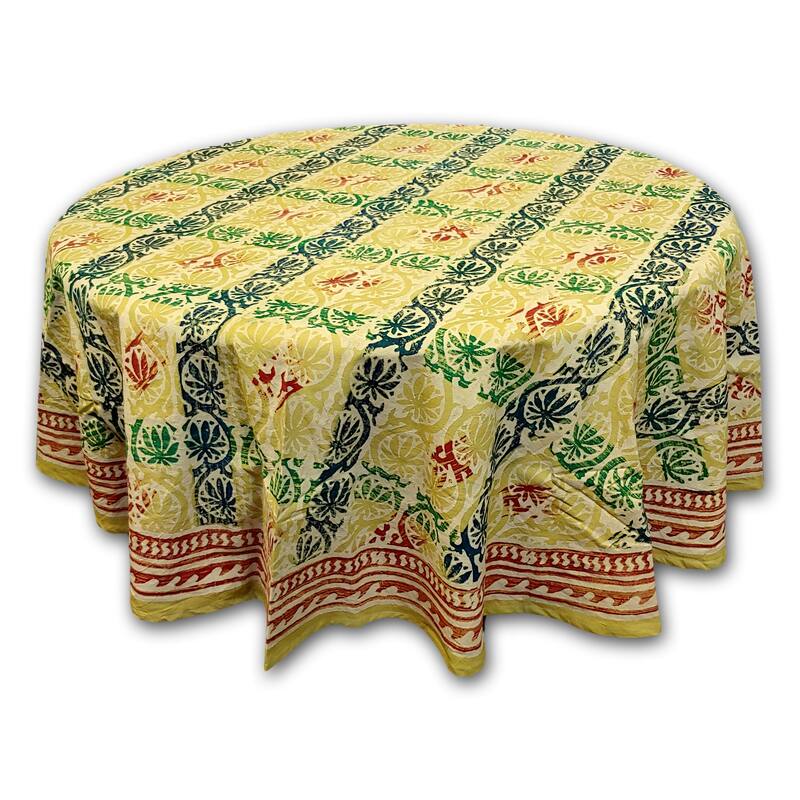 Cotton Sun-kissed Floral Tablecloth Collection - 72-in Round