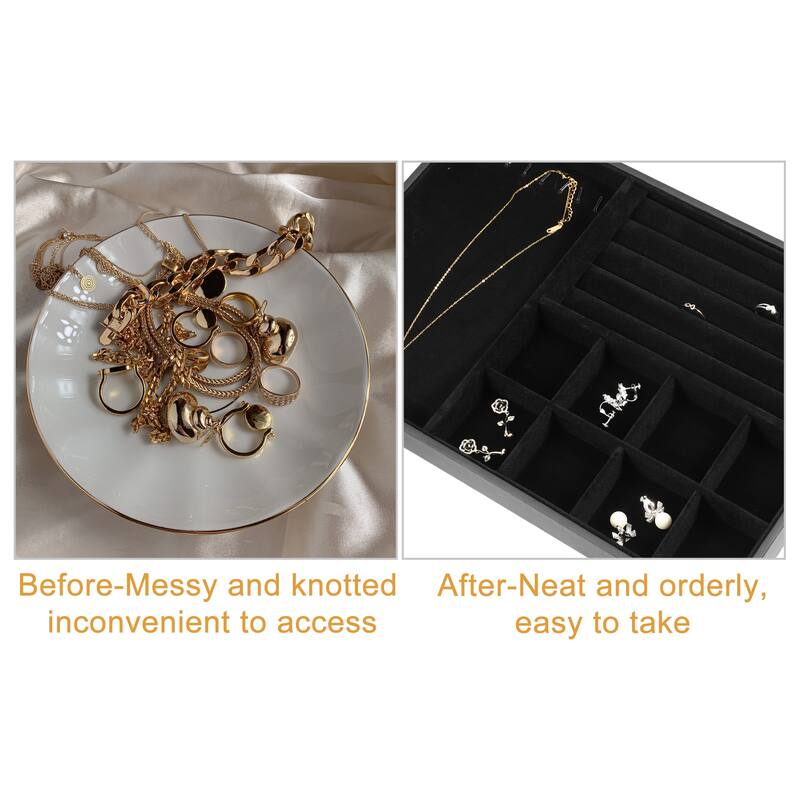 3 in1 Jewelry Tray Stackable Tray Showcase for Rings Earrings Necklace