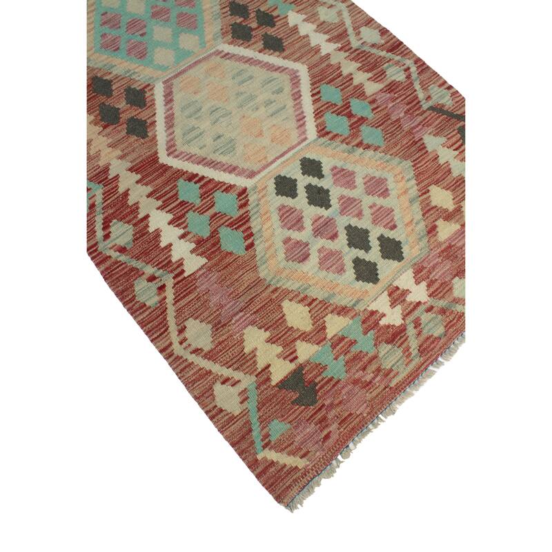 Sun Faded Flatweave Silvia Red/Ivory Runner - 2'9" x 9'9"