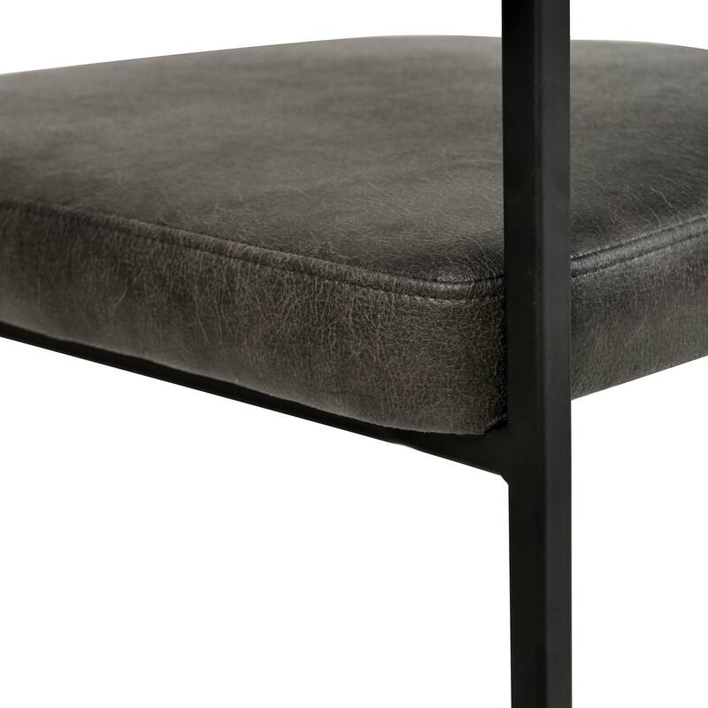 LeisureMod Set of 2 Aero Upholstered in Leather Dining Chair in Iron Accent Armchair in Polyester for Home & Kitchen