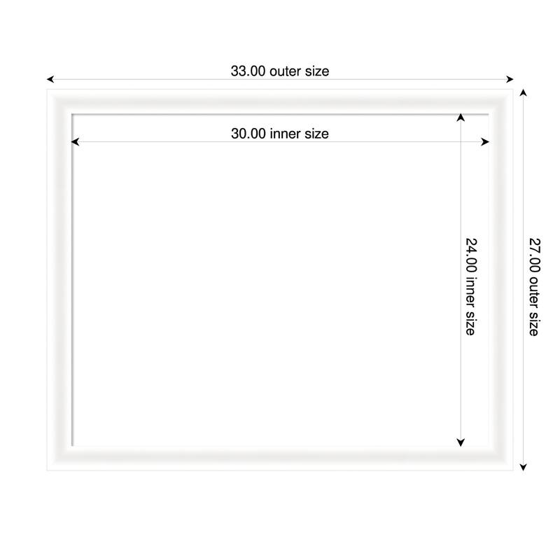 Oliver Narrow Framed Dry Erase Magnetic Board - 33 x 27 in - Oliver White Narrow