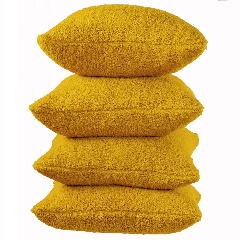 Accent Sherpa Pillow Cover Set of 4 20Inch x 20Inch, NO INSERT