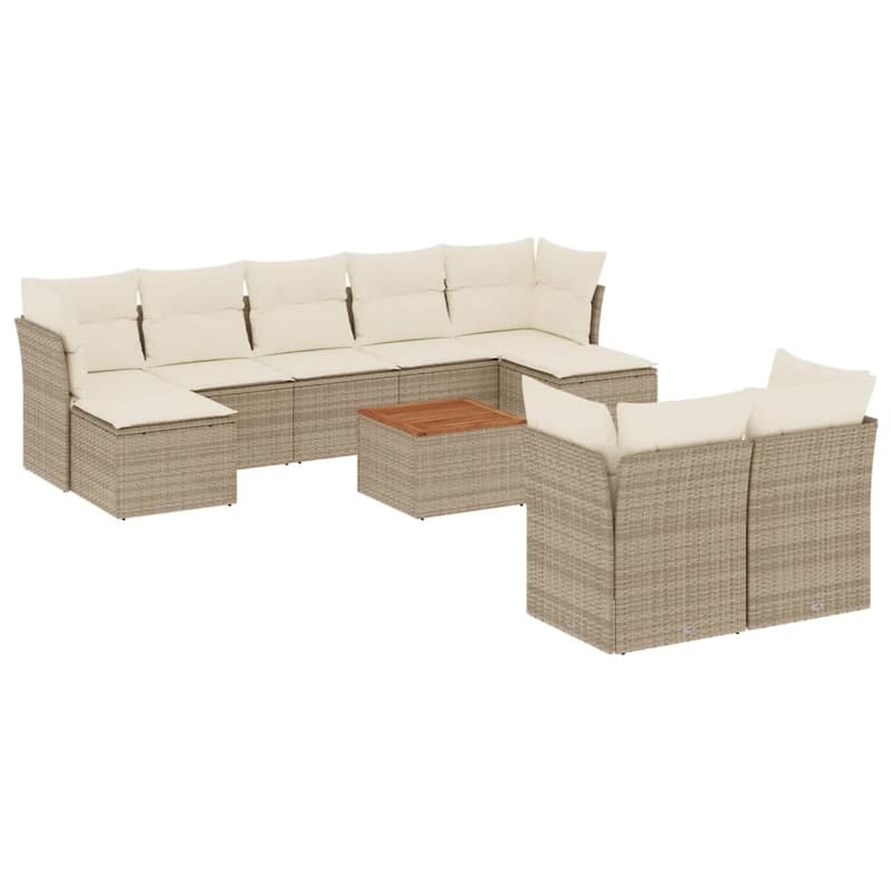 vidaXL Patio Sofa Set with Cushions Outdoor Furniture 10 Piece Poly Rattan - 24.4 x 24.4 x 27.2