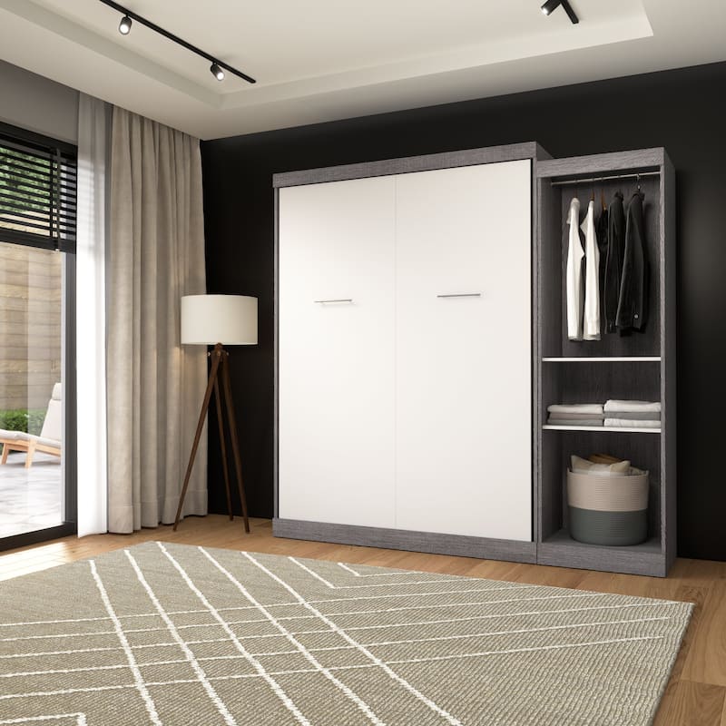 Nebula Queen Murphy Bed with Closet Organizer (90W) by Bestar