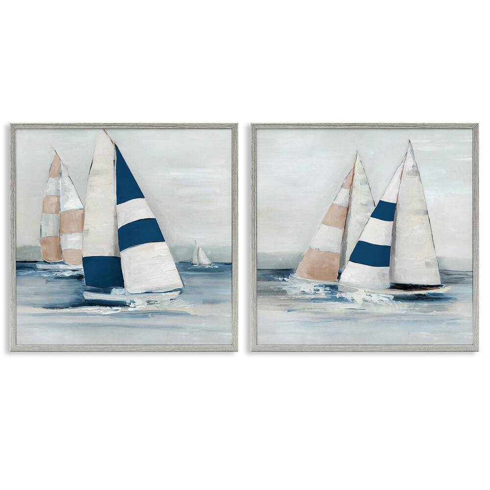 Stupell Sailboat Fleet Voyage Framed Giclee Art Design By Sally Swatland (Set of 2)