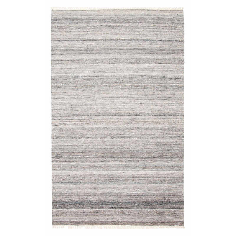 ECARPETGALLERY Flat-Weave Ankara FW Grey Wool Kilim - 5'0 x 8'1 - Grey - 5'0 x 8'1