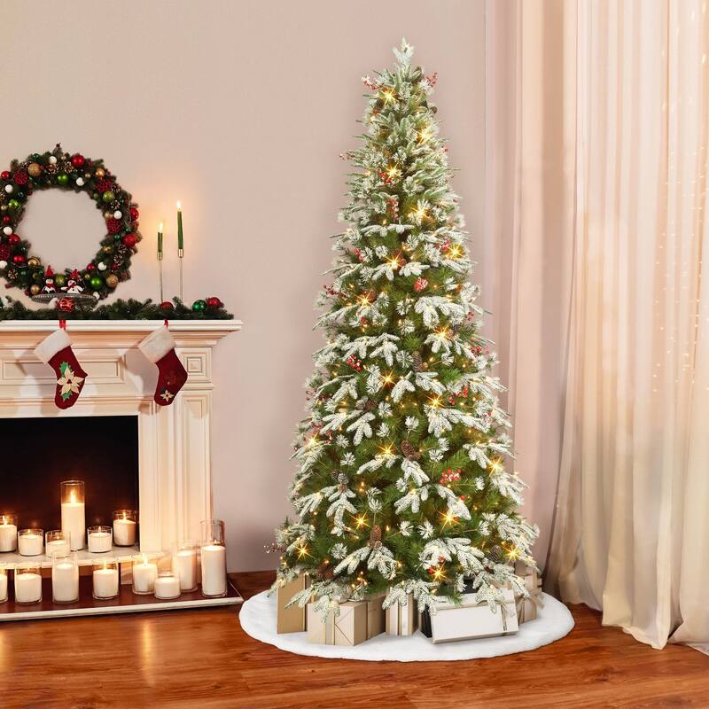 7.5' Frosted Glittery Pine Medium Artificial Tree Clear Lights - 7.5 Foot