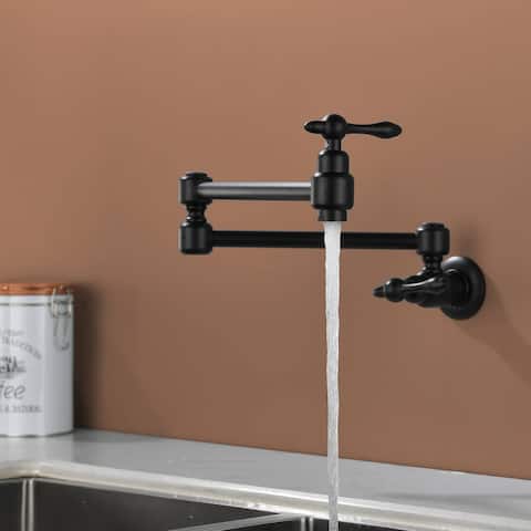 Pot Filler Faucet Commercial Wall Mount Kitchen Sink Faucet Modern Folding Stretchable Double Joint With Single Hole Two Handles