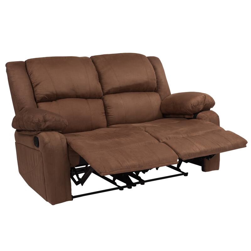 Contemporary Upholstered Recliner Loveseat with Headrests and Armrests
