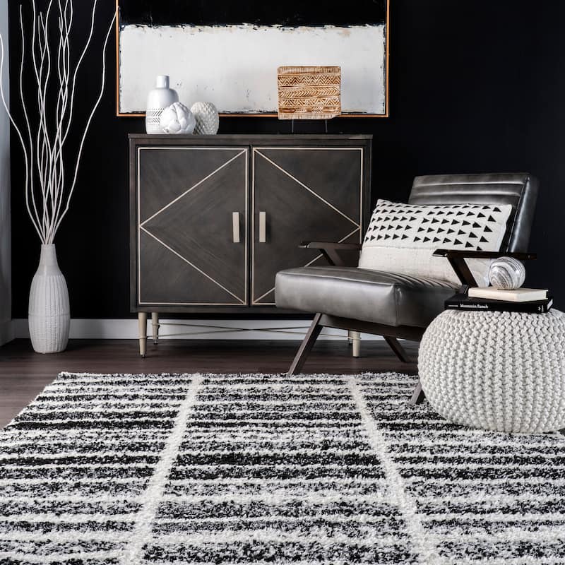 Nuloom Celyn Distressed Stripes Cozy Shag Area Rug