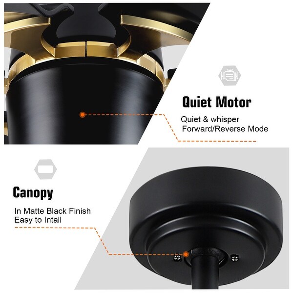 お歳暮 人気 Gold Black Large Indoor Modern In. 60 Ceiling LED With Fan その他