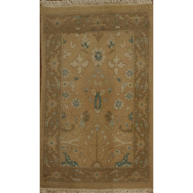 Hand Knotted Oriental 100% Wool Carpet Traditional All-Over Brown Ziegler Area Rug - 3' 0'' X 1' 11''