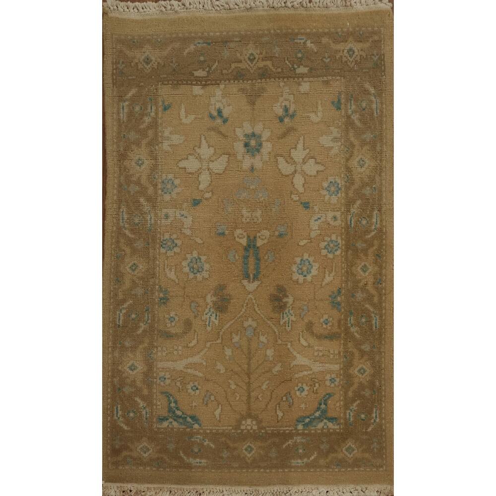 Hand Knotted Oriental 100% Wool Carpet Traditional All-Over Brown Ziegler Area Rug - 3' 0'' X 1' 11''